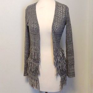 Arizona Jeans Gray Fringe Cardigan